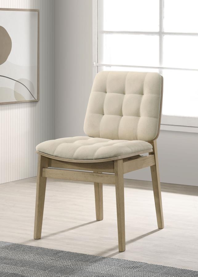 Home & Sleep Outlet - Redbridge Velvet Upholstered Side Chair Cream and Natural Oak (Set of 2)