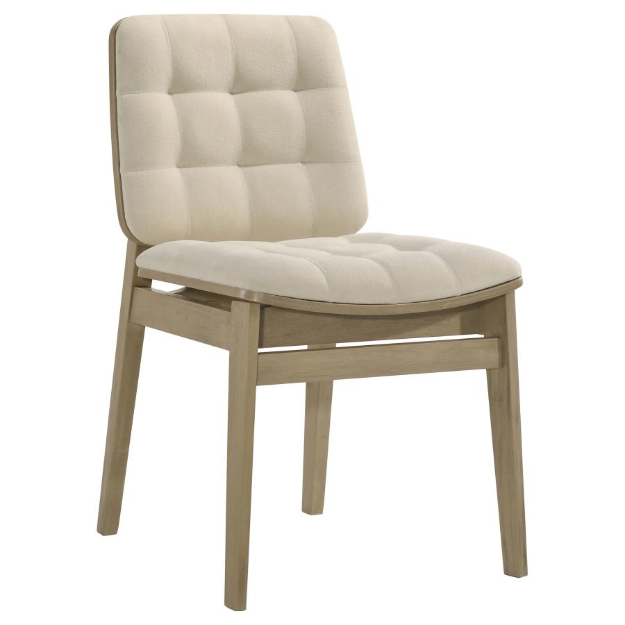 Home & Sleep Outlet - Redbridge Velvet Upholstered Side Chair Cream and Natural Oak (Set of 2)