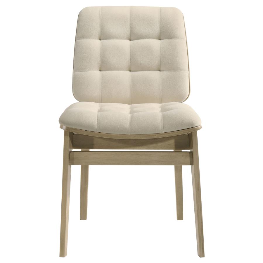 Home & Sleep Outlet - Redbridge Velvet Upholstered Side Chair Cream and Natural Oak (Set of 2)