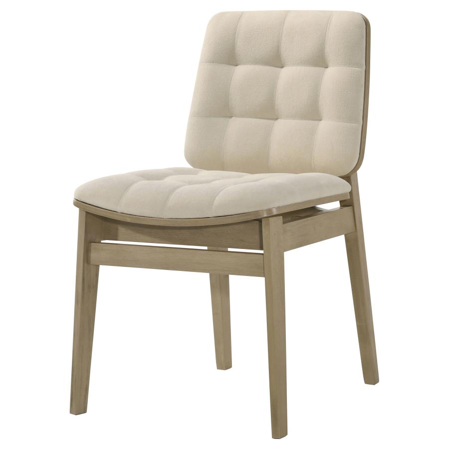 Home & Sleep Outlet - Redbridge Velvet Upholstered Side Chair Cream and Natural Oak (Set of 2)