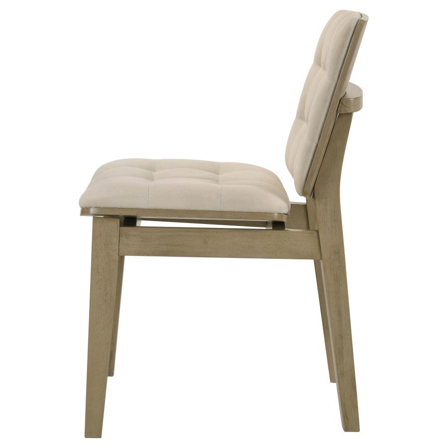Home & Sleep Outlet - Redbridge Velvet Upholstered Side Chair Cream and Natural Oak (Set of 2)