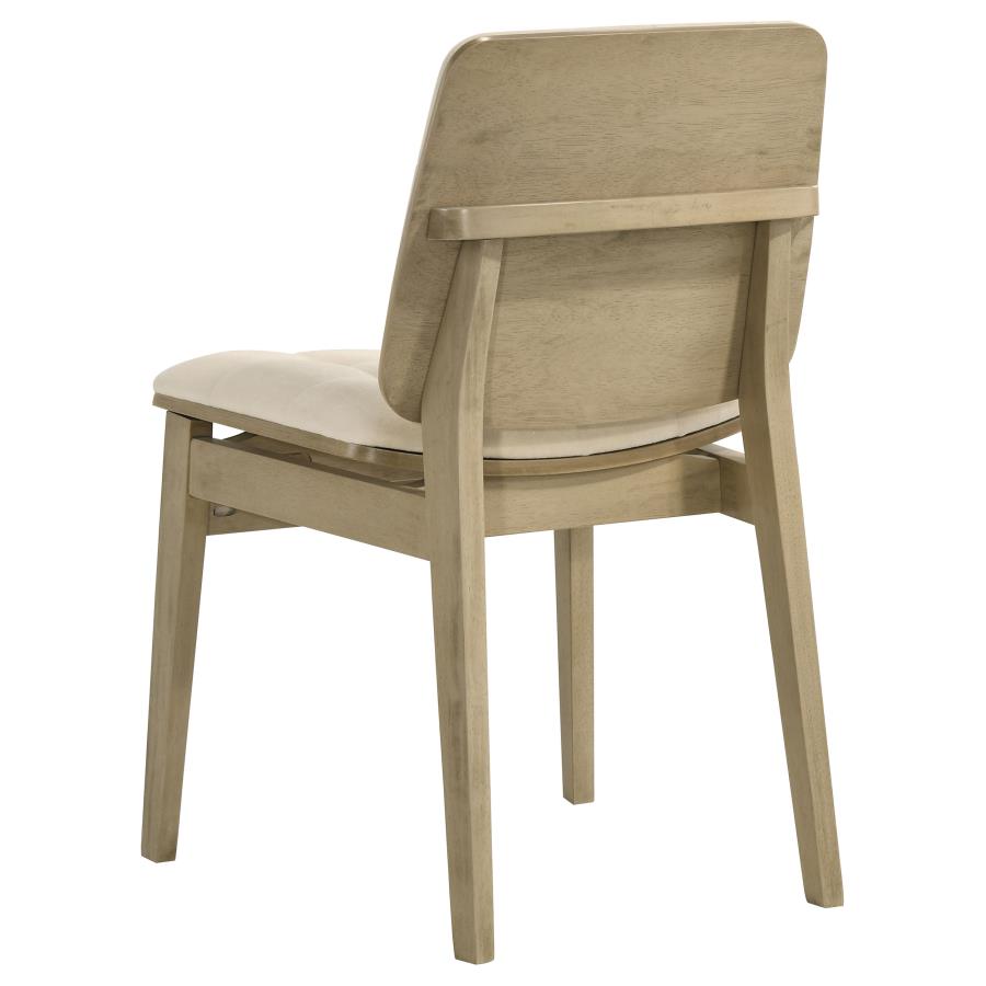 Home & Sleep Outlet - Redbridge Velvet Upholstered Side Chair Cream and Natural Oak (Set of 2)