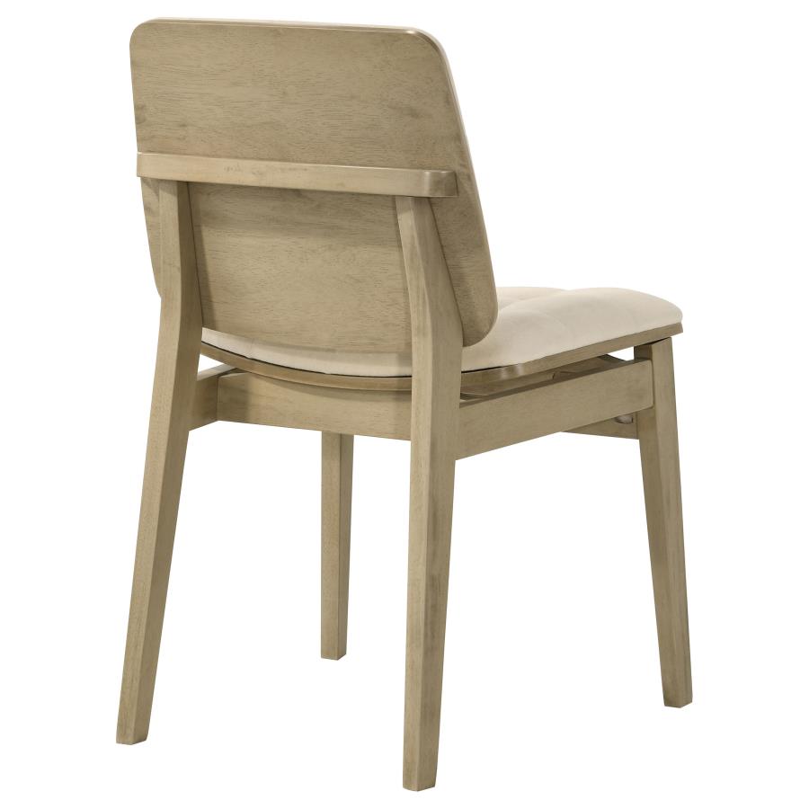 Home & Sleep Outlet - Redbridge Velvet Upholstered Side Chair Cream and Natural Oak (Set of 2)