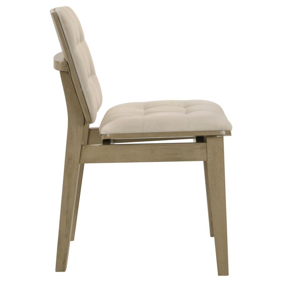 Home & Sleep Outlet - Redbridge Velvet Upholstered Side Chair Cream and Natural Oak (Set of 2)