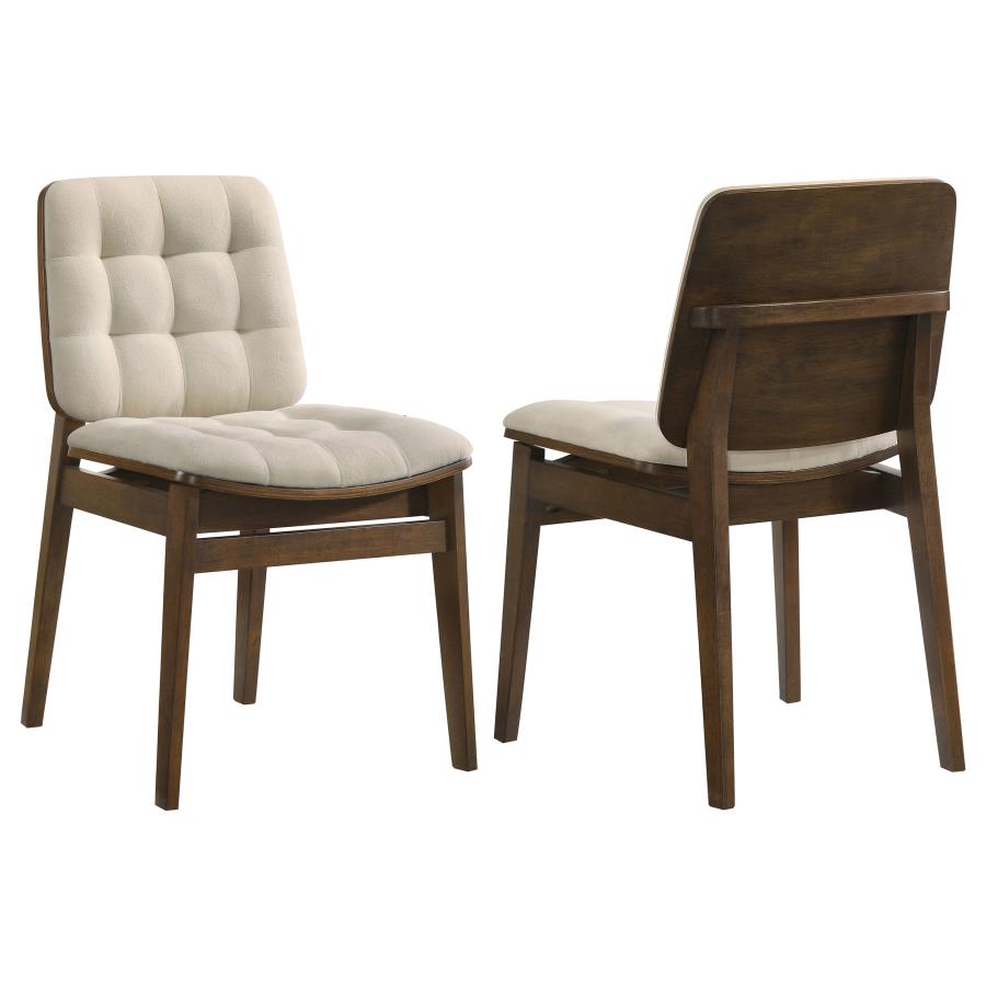 Home & Sleep Outlet - Redbridge Velvet Upholstered Side Chair Cream and Walnut (Set of 2)