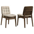 Home & Sleep Outlet - Redbridge Velvet Upholstered Side Chair Cream and Walnut (Set of 2)