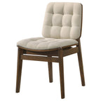Home & Sleep Outlet - Redbridge Velvet Upholstered Side Chair Cream and Walnut (Set of 2)