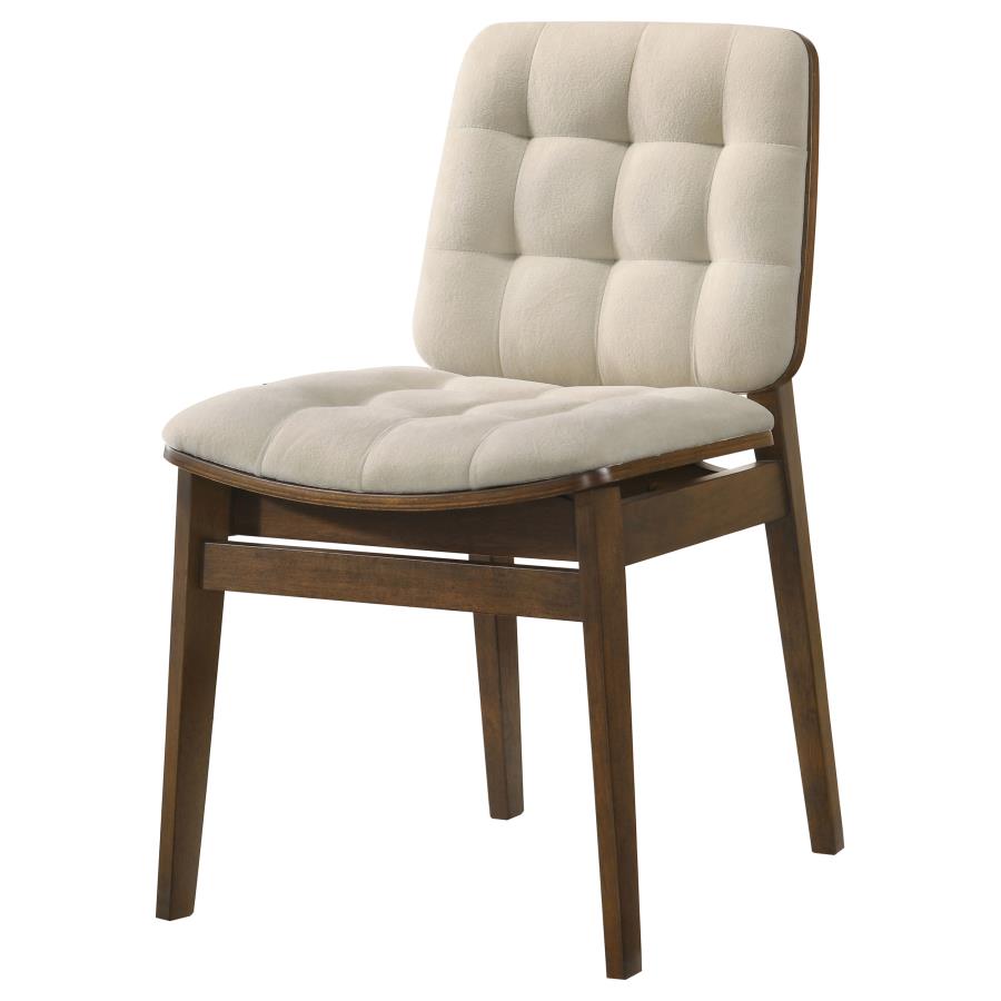 Home & Sleep Outlet - Redbridge Velvet Upholstered Side Chair Cream and Walnut (Set of 2)
