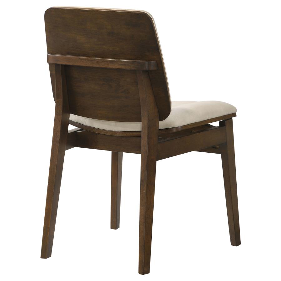 Home & Sleep Outlet - Redbridge Velvet Upholstered Side Chair Cream and Walnut (Set of 2)