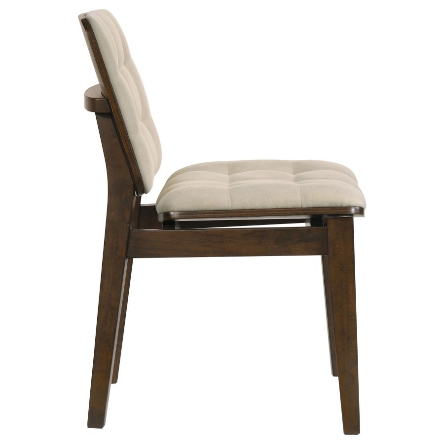 Home & Sleep Outlet - Redbridge Velvet Upholstered Side Chair Cream and Walnut (Set of 2)
