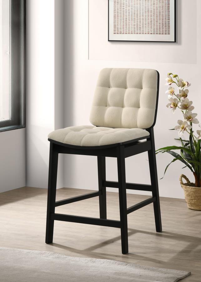 Home & Sleep Outlet - Redbridge Velvet Upholstered Counter Chair Cream and Black (Set of 2)
