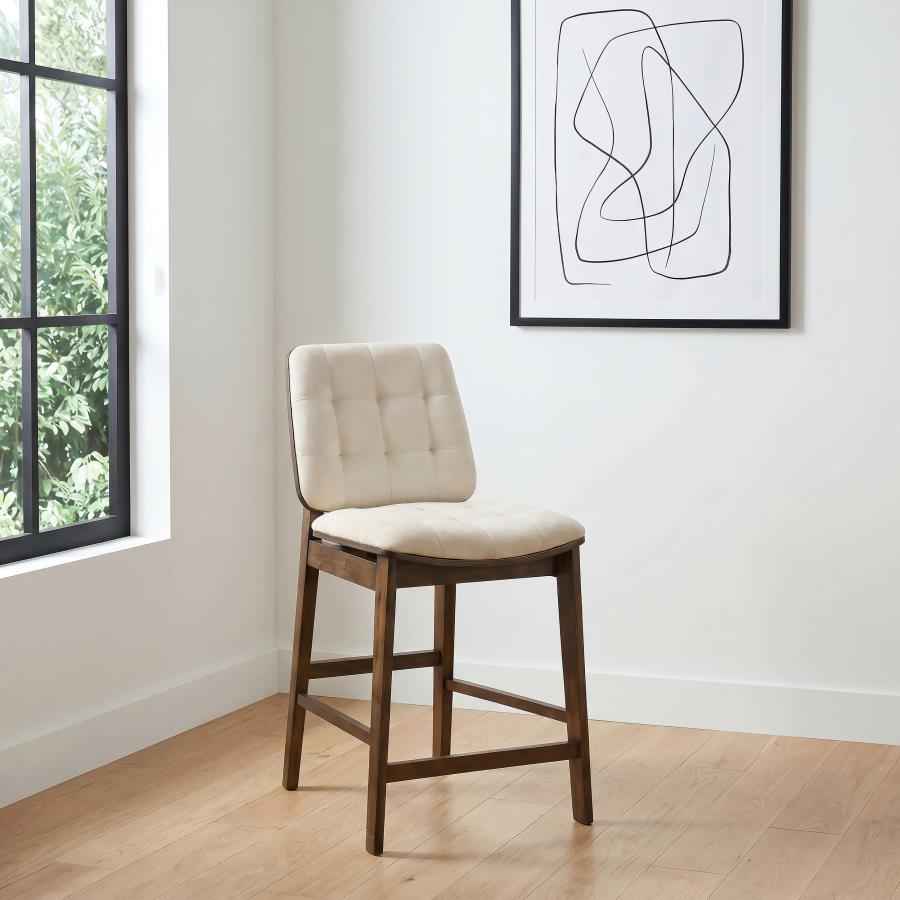 Redbridge Upholstered Counter Chair Cream and Walnut (Set of 2)