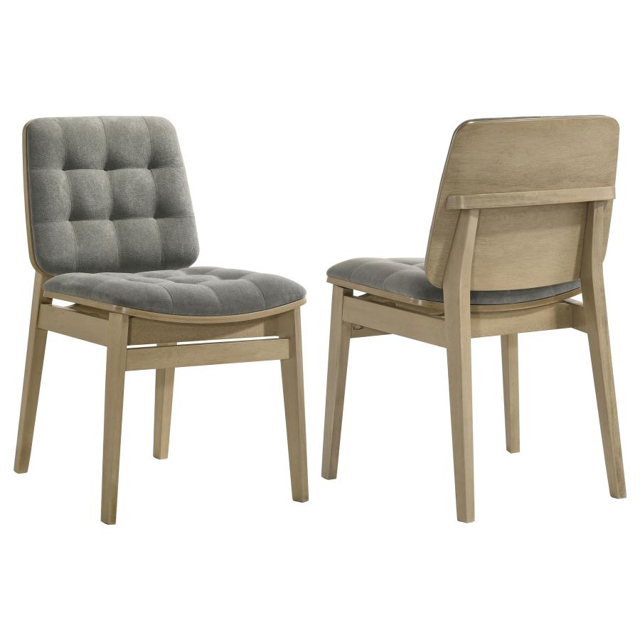Home & Sleep Outlet - Redbridge Velvet Upholstered Side Chair Grey and Natural Oak (Set of 2)
