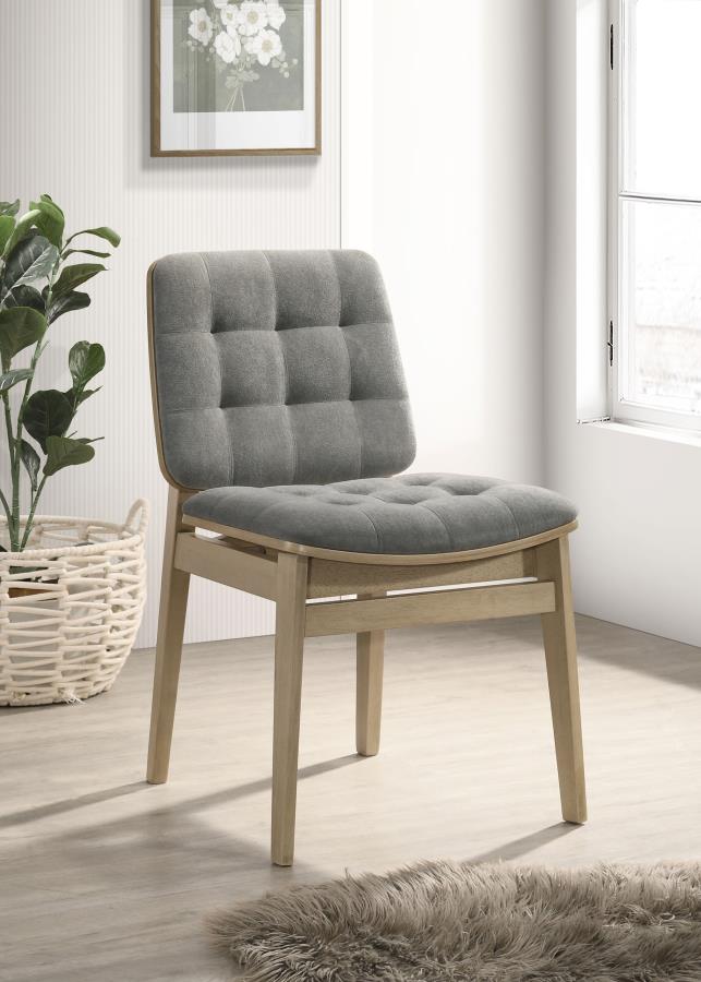 Home & Sleep Outlet - Redbridge Velvet Upholstered Side Chair Grey and Natural Oak (Set of 2)