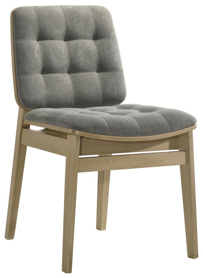 Home & Sleep Outlet - Redbridge Velvet Upholstered Side Chair Grey and Natural Oak (Set of 2)