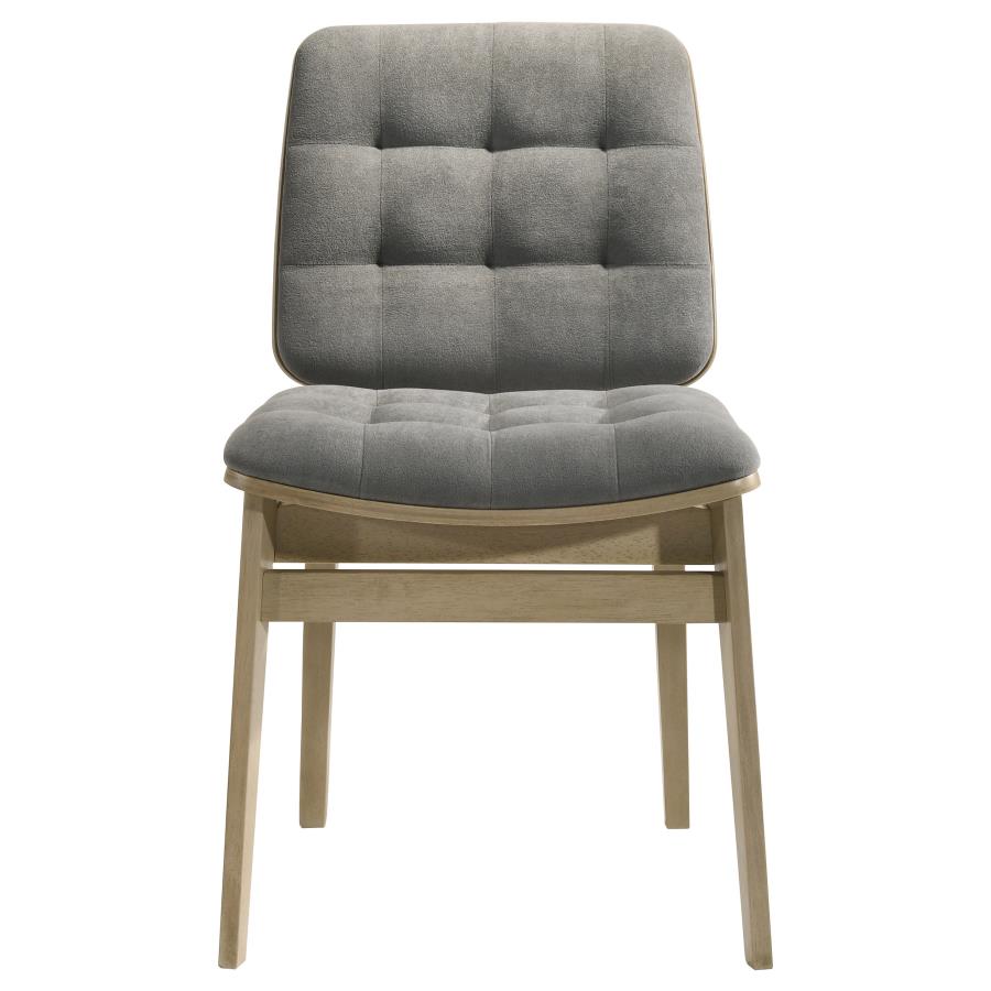 Home & Sleep Outlet - Redbridge Velvet Upholstered Side Chair Grey and Natural Oak (Set of 2)