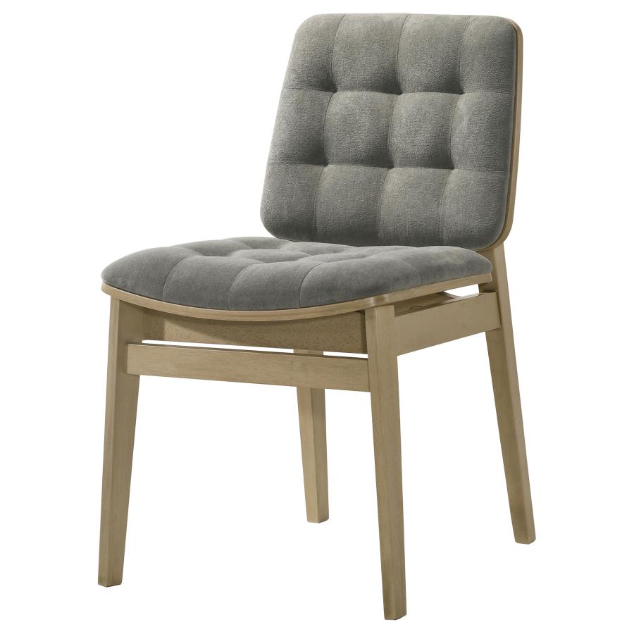 Home & Sleep Outlet - Redbridge Velvet Upholstered Side Chair Grey and Natural Oak (Set of 2)