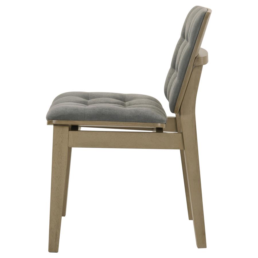 Home & Sleep Outlet - Redbridge Velvet Upholstered Side Chair Grey and Natural Oak (Set of 2)