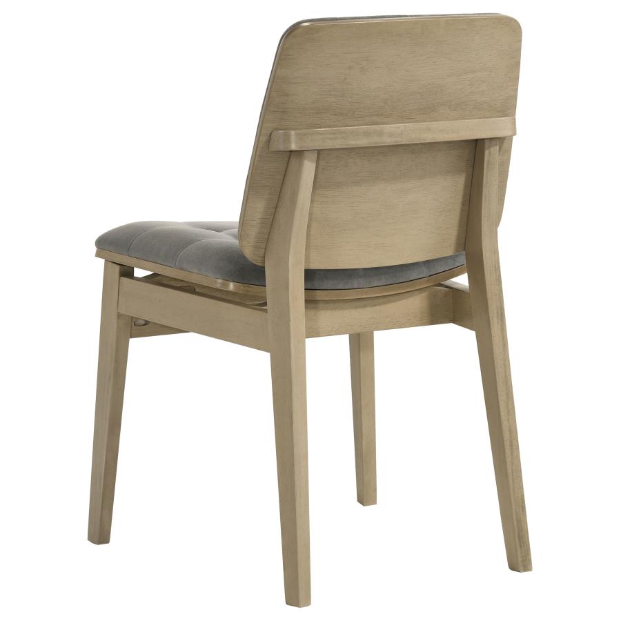 Home & Sleep Outlet - Redbridge Velvet Upholstered Side Chair Grey and Natural Oak (Set of 2)