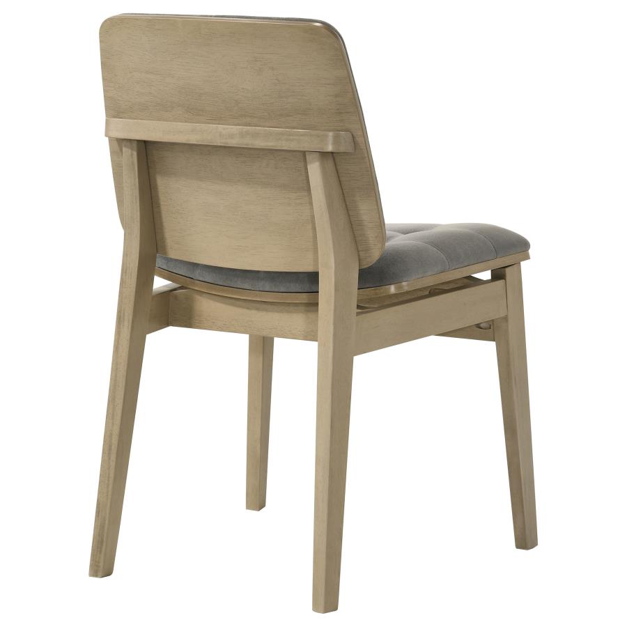 Home & Sleep Outlet - Redbridge Velvet Upholstered Side Chair Grey and Natural Oak (Set of 2)