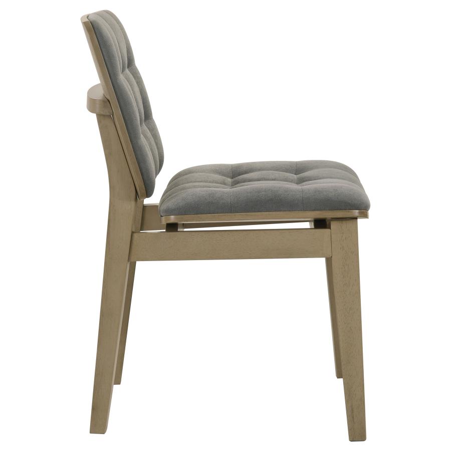 Home & Sleep Outlet - Redbridge Velvet Upholstered Side Chair Grey and Natural Oak (Set of 2)