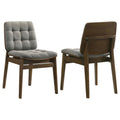 Home & Sleep Outlet - Redbridge Velvet Upholstered Side Chair Grey and Walnut (Set of 2)