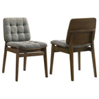 Home & Sleep Outlet - Redbridge Velvet Upholstered Side Chair Grey and Walnut (Set of 2)