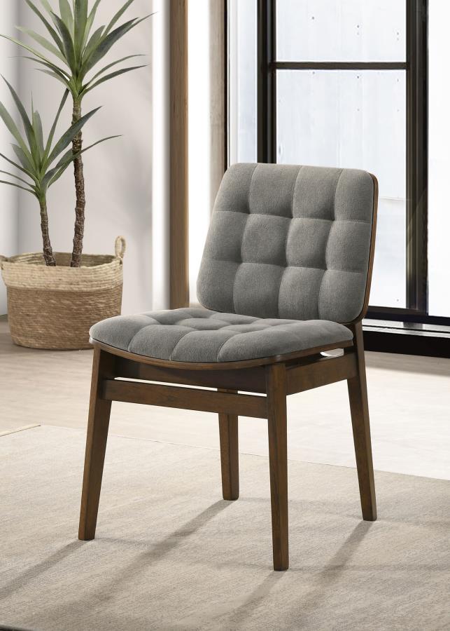 Home & Sleep Outlet - Redbridge Velvet Upholstered Side Chair Grey and Walnut (Set of 2)