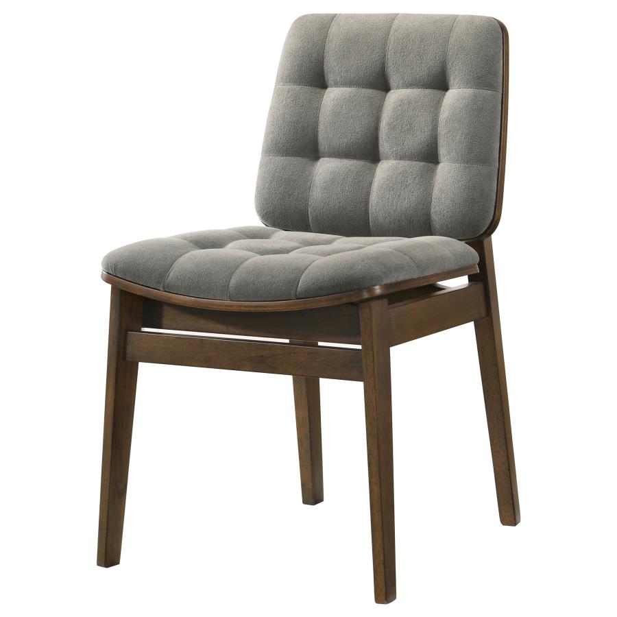 Home & Sleep Outlet - Redbridge Velvet Upholstered Side Chair Grey and Walnut (Set of 2)