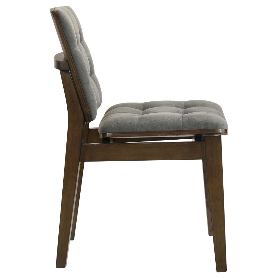 Home & Sleep Outlet - Redbridge Velvet Upholstered Side Chair Grey and Walnut (Set of 2)