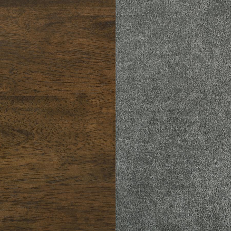 Home & Sleep Outlet - Redbridge Velvet Upholstered Side Chair Grey and Walnut (Set of 2)