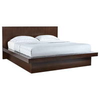 Jessica Wood Eastern King LED Panel Bed Cappuccino