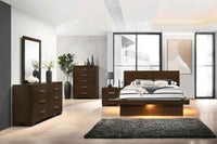 Jessica 5-piece Queen LED Bedroom Set Cappuccino - Home & Sleep Outlet