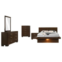 Jessica 5-piece Queen LED Bedroom Set Cappuccino - Home & Sleep Outlet