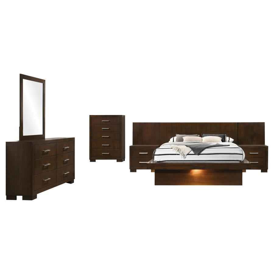 Jessica 6-piece Queen LED Bedroom Set Cappuccino - Home & Sleep Outlet
