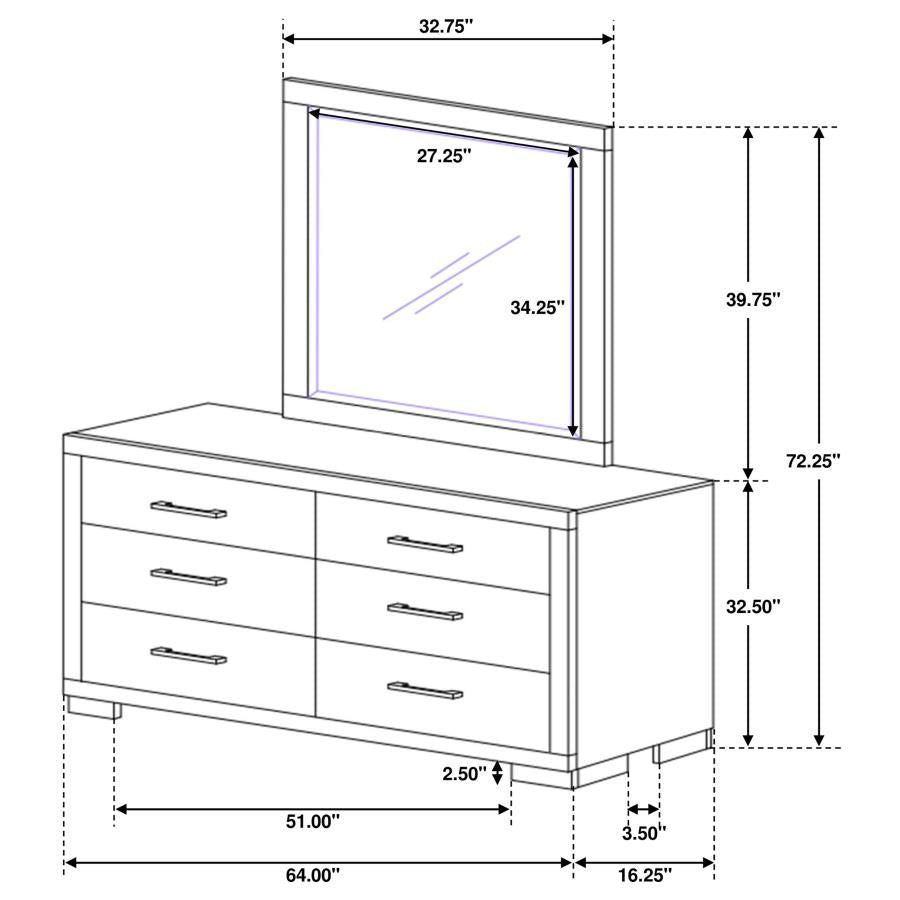 Jessica 6-drawer Dresser with Mirror Cappuccino - Home & Sleep Outlet