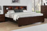 Jessica Eastern King LED Storage Bookcase Bed Cappuccino - Home & Sleep Outlet