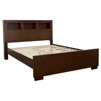 Jessica Eastern King LED Storage Bookcase Bed Cappuccino - Home & Sleep Outlet