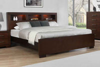 Jessica California King LED Storage Bookcase Bed Cappuccino - Home & Sleep Outlet