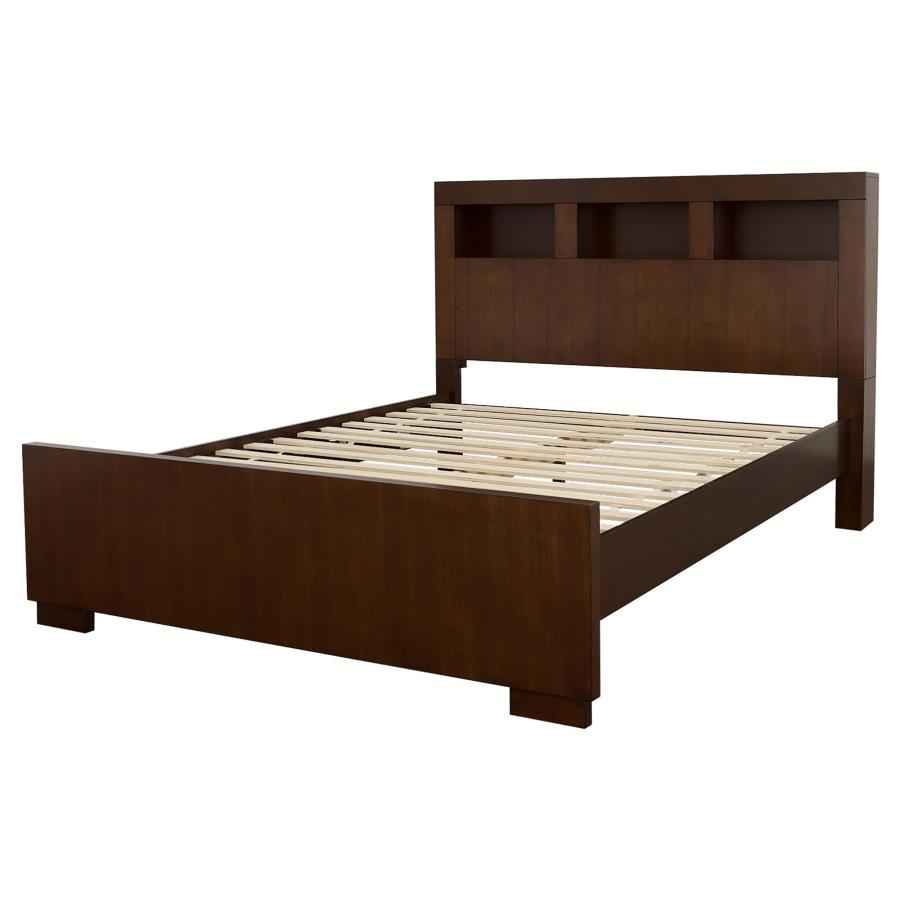 Jessica California King LED Storage Bookcase Bed Cappuccino - Home & Sleep Outlet