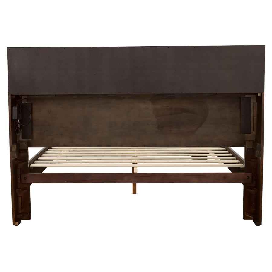 Jessica California King LED Storage Bookcase Bed Cappuccino - Home & Sleep Outlet
