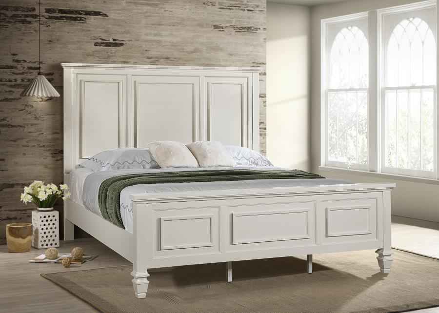 Sandy Beach 63-inch Eastern King Wood Panel Bed Cream White - Home & Sleep Outlet