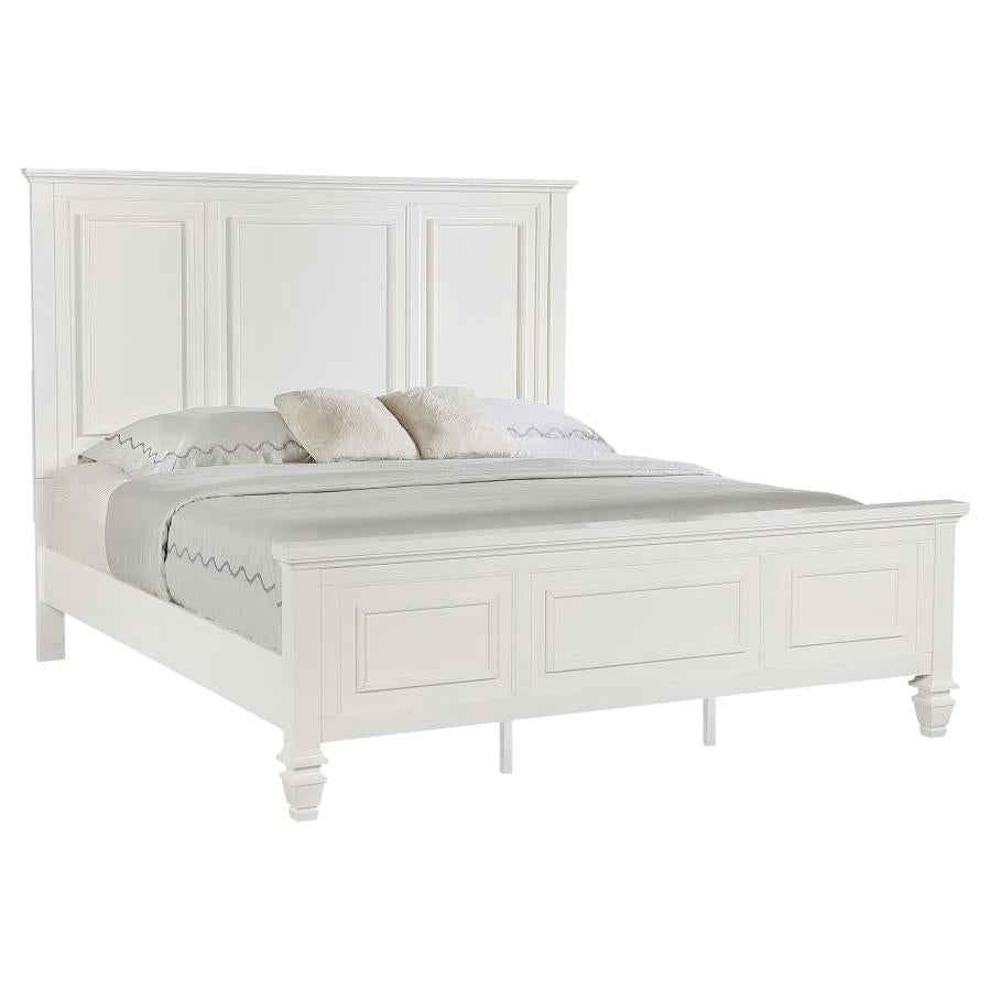 Sandy Beach 63-inch Eastern King Wood Panel Bed Cream White - Home & Sleep Outlet