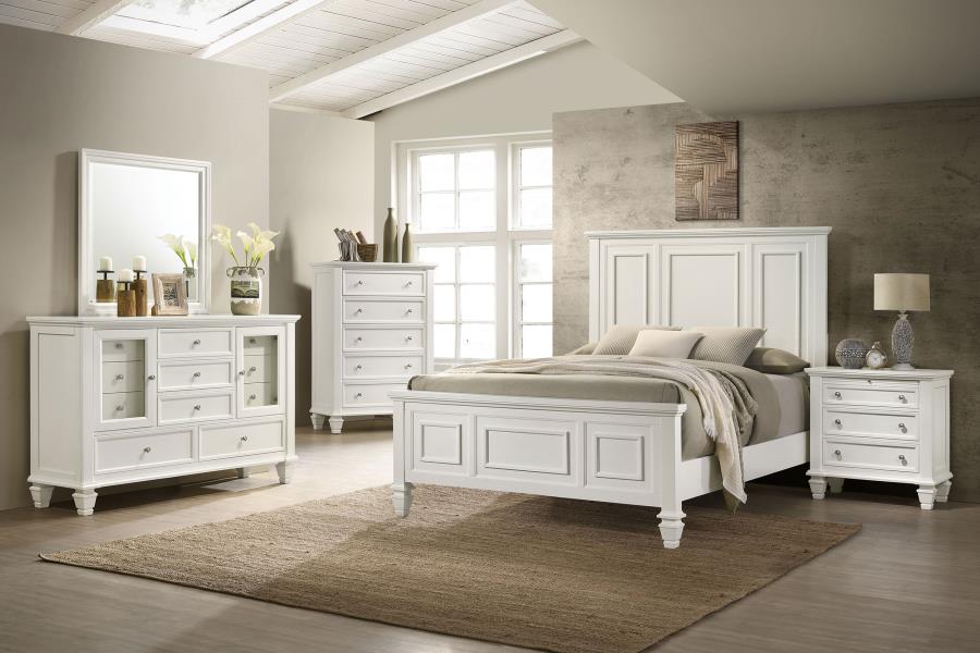 Sandy Beach 63-inch Eastern King Wood Panel Bed Cream White - Home & Sleep Outlet