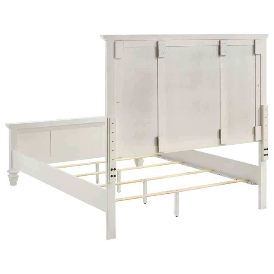 Sandy Beach Wood Queen Panel Bed Cream White - Home & Sleep Outlet