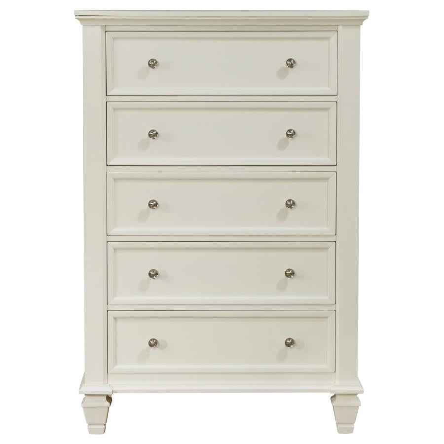 Sandy Beach 5-drawer Bedroom Chest Cream White