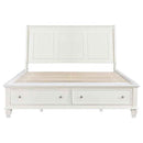 Sandy Beach Wood Eastern King Storage Panel Bed Cream White