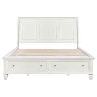 Sandy Beach Wood Eastern King Storage Panel Bed Cream White