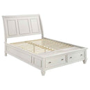 Sandy Beach Wood Queen Storage Panel Bed Cream White