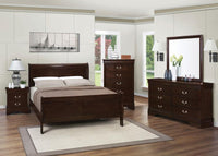 Louis Philippe Wood Eastern King Sleigh Bed Cappuccino